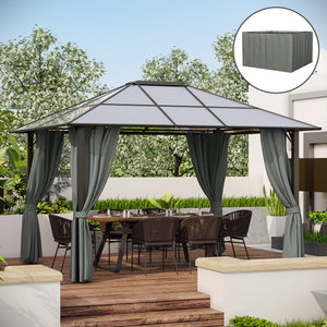 Outsunny 10' x 12' Universal Gazebo Sidewall Set with Panels, Hooks and C-Rings Included for Pergolas and Cabanas, Gray