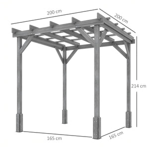 2 x 2m Wooden Pergola Kit, Decorative Garden Gazebo Shelter with Stable Structure for Climbing Vines, Flowers, Grey