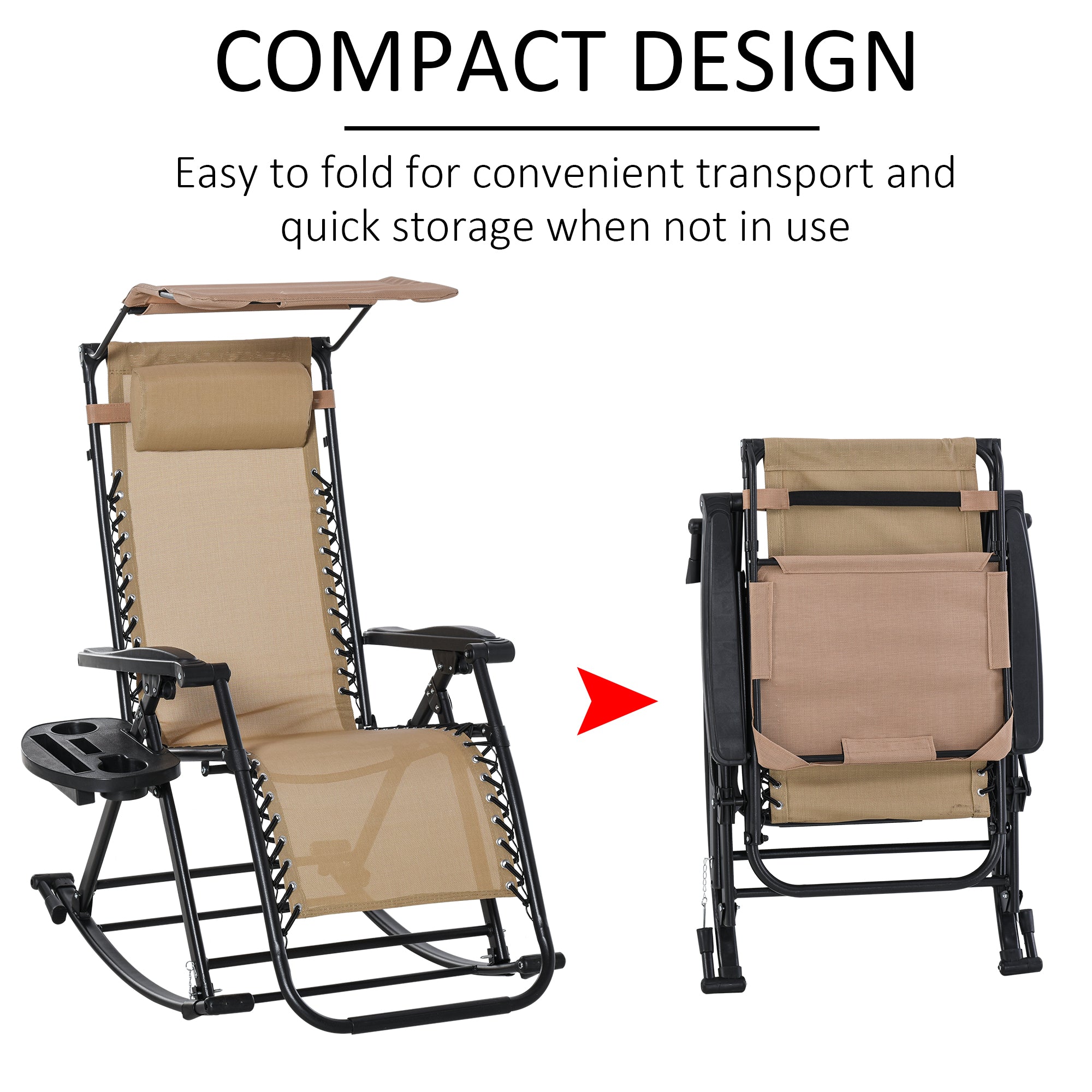 Outsunny Outdoor Rocking Lounge Chair with Adjustable Backrest Zero ...