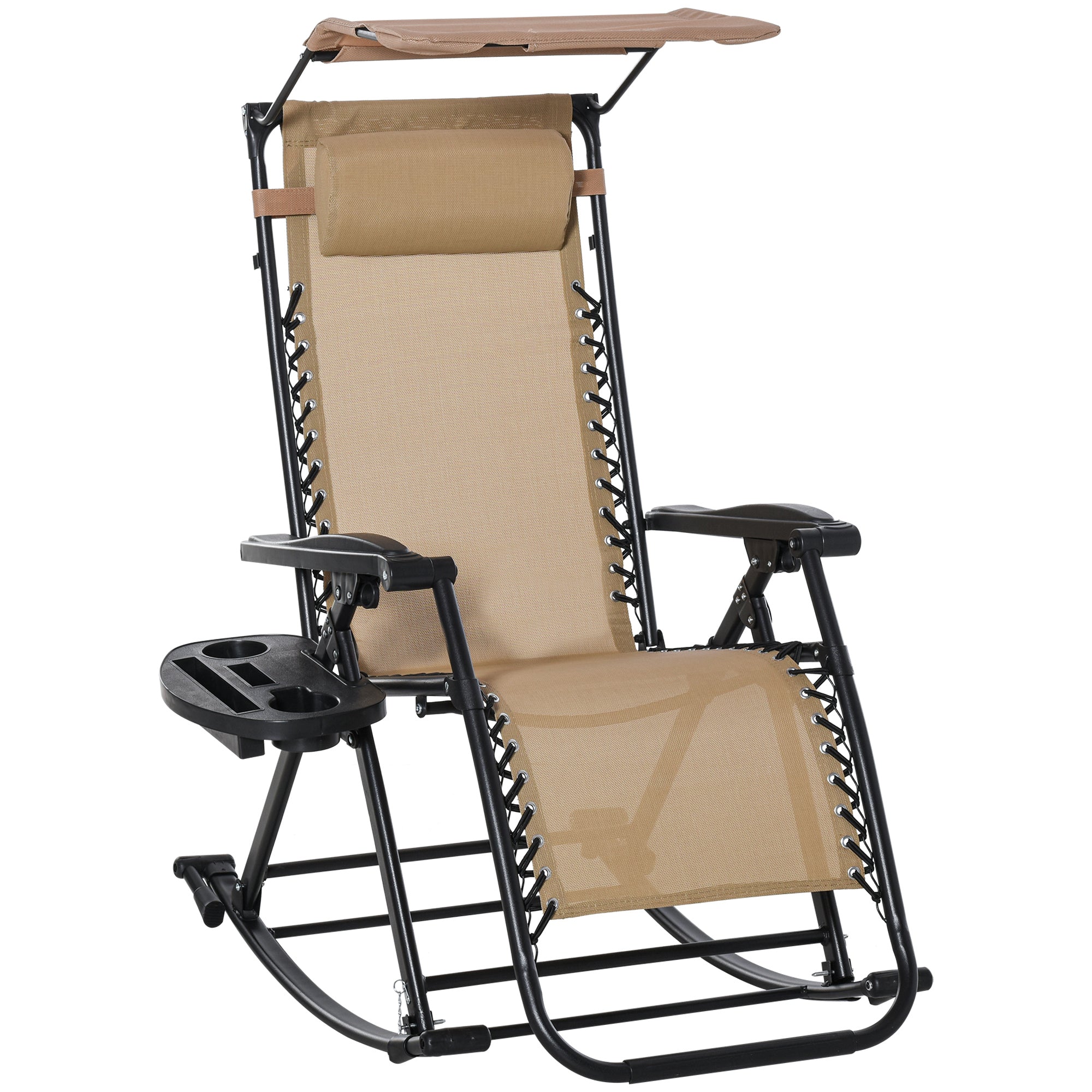 Outsunny Outdoor Rocking Lounge Chair with Adjustable Backrest Zero ...