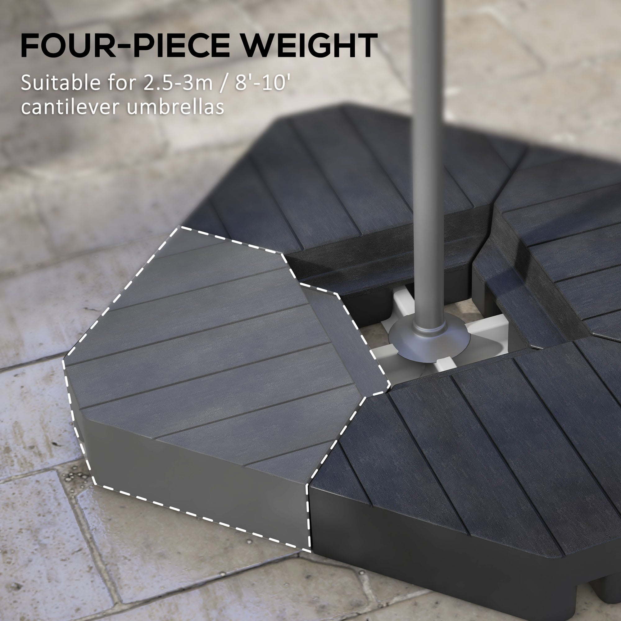 gardenline patio umbrella weighted base Outsunny Freestanding Umbrella Base: Heavy-Duty, Adjustable for Water or Sand Filling, 132/176 lbs, Black