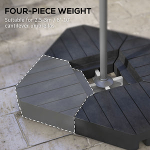 Outsunny 4 Piece Patio Cantilever Umbrella Base Weight Set, Outdoor Offset Umbrella Weights for Umbrella Stand, 132 lb. Capacity Water or 176 lb. Capacity Sand, Black