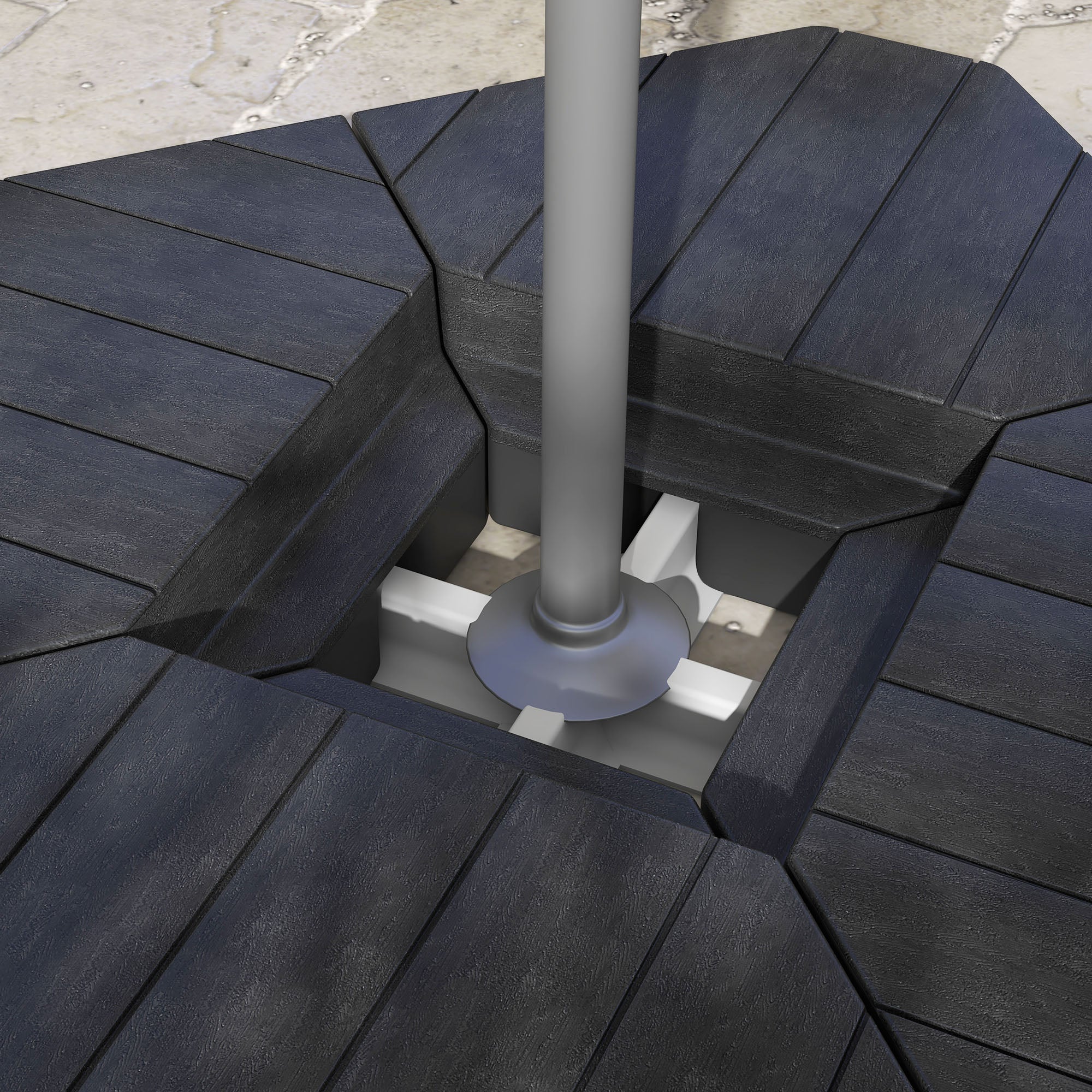 best weight for patio umbrella base Outsunny Freestanding Umbrella Base: Heavy-Duty, Adjustable for Water or Sand Filling, 132/176 lbs, Black