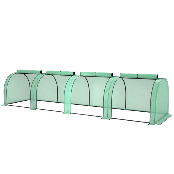 13' x 3' x 2.5' Mini Greenhouse, Portable Tunnel Green House with Roll-Up Zippered Doors, UV Waterproof PE Cover, Steel Frame, Green