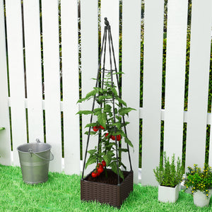 Raised Bed for Garden, Raised Garden Bed Planter Box with Trellis and Self Watering, Tomato Cage with Drainage Holes and Plugs for Climbing Plants Flowers Vegetable Herbs, 40 x 40 x 175 cm