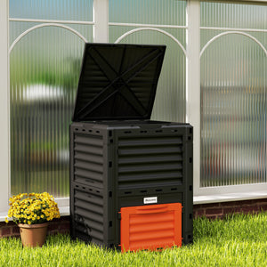 Garden Compost Bin 80 Gallon Outdoor Large Capacity Composter Fast Create Fertile Soil Aerating Box, Easy Assembly, Orange