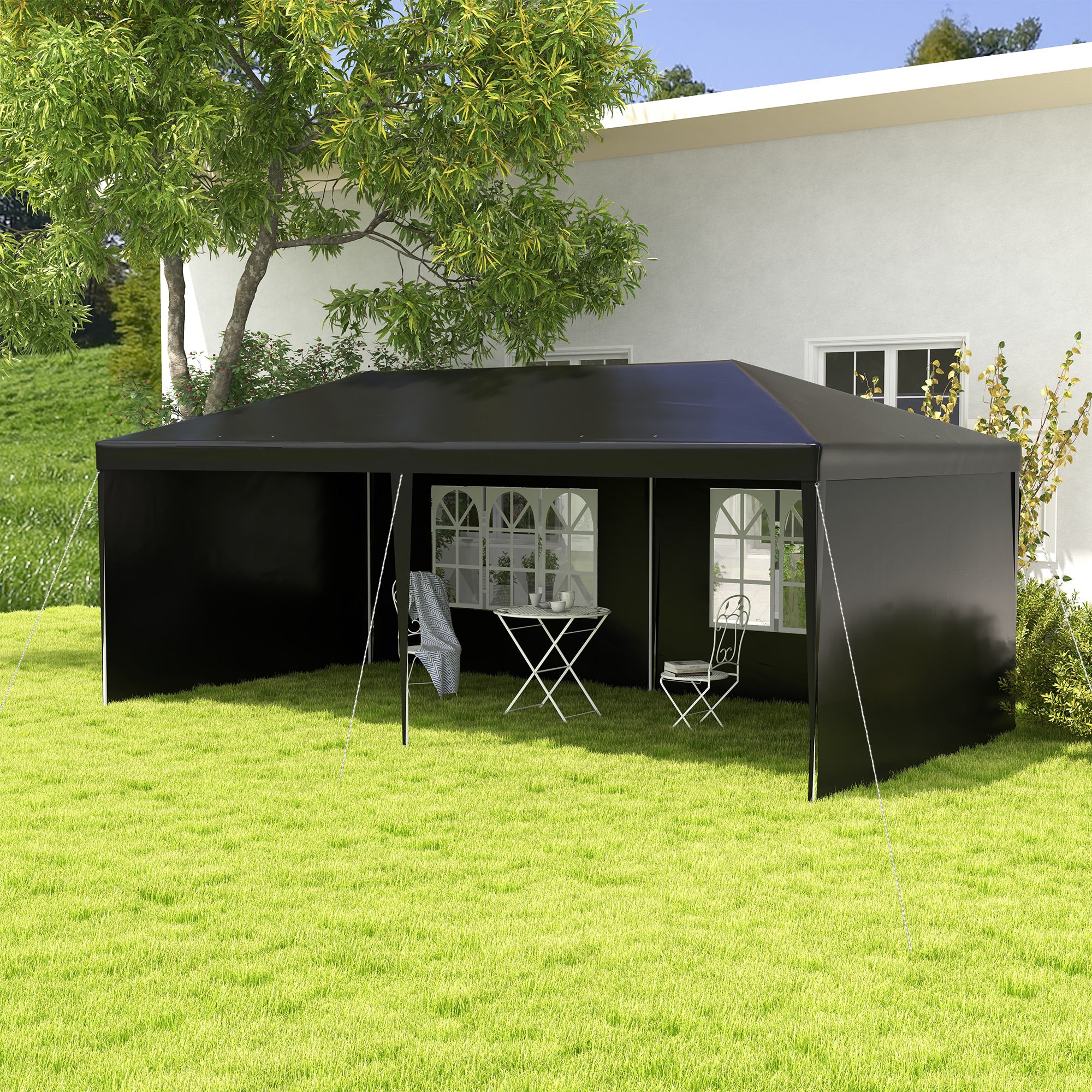 6 x 3 m Patio Gazebo Canopy Tent with Removable Walls, for Outdoor Party Wedding, Black
