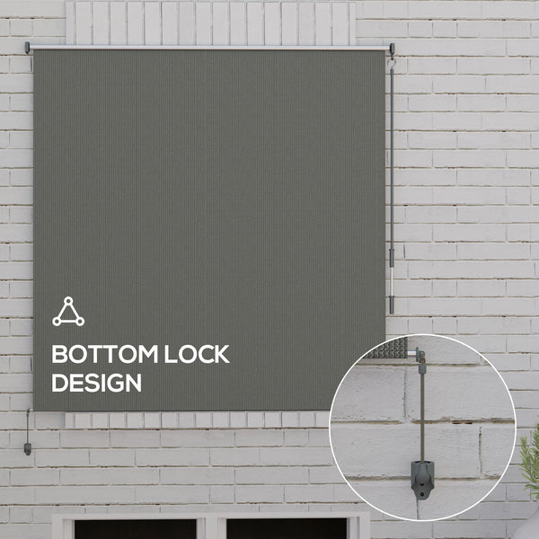 6'W x 6'H Roller Shades, Outdoor Blinds Cordless Roll Up Shade for Porch Balcony Gazebo, Dark Grey