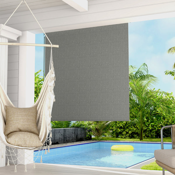6'W x 6'H Roller Shades, Outdoor Blinds Cordless Roll Up Shade for Porch Balcony Gazebo, Dark Grey