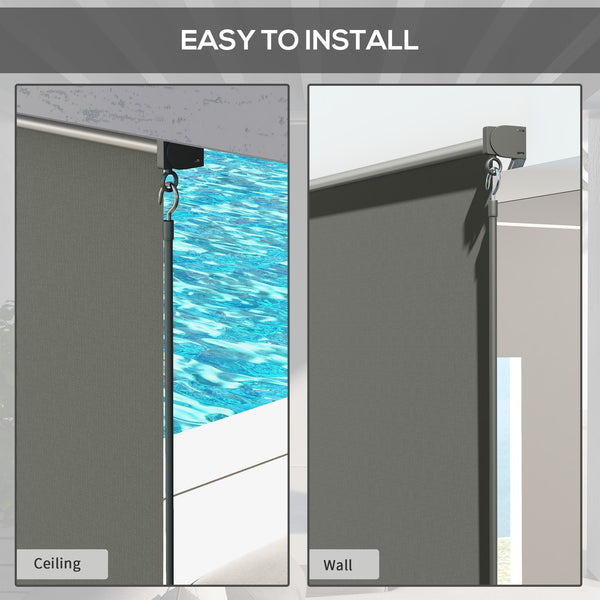 6'W x 6'H Roller Shades, Outdoor Blinds Cordless Roll Up Shade for Porch Balcony Gazebo, Dark Grey