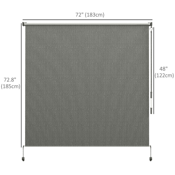 6'W x 6'H Roller Shades, Outdoor Blinds Cordless Roll Up Shade for Porch Balcony Gazebo, Dark Grey