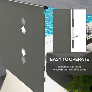 6'W x 6'H Roller Shades, Outdoor Blinds Cordless Roll Up Shade for Porch Balcony Gazebo, Dark Grey