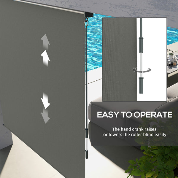 6'W x 6'H Roller Shades, Outdoor Blinds Cordless Roll Up Shade for Porch Balcony Gazebo, Dark Grey