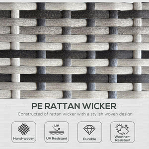 5PC PE Rattan Sun Lounger, Outdoor Wicker 5-level Adjustable Recliner Sofa Bed with Storage Side Table and Footstools, for Patio, Garden, Poolside, Grey