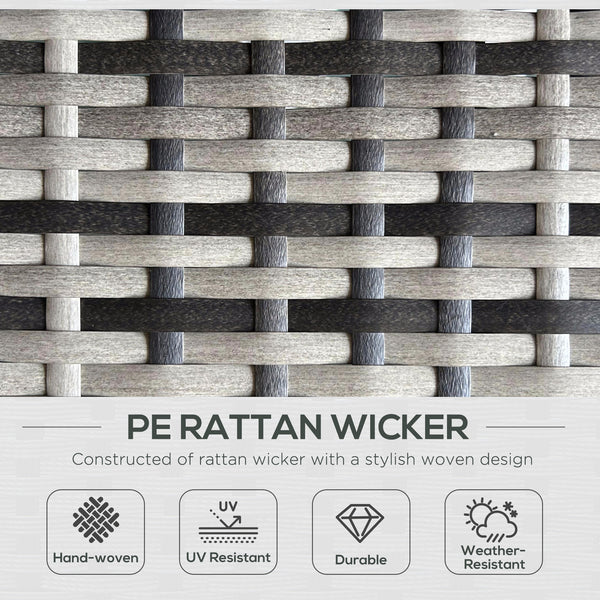 5PC PE Rattan Sun Lounger, Outdoor Wicker 5-level Adjustable Recliner Sofa Bed with Storage Side Table and Footstools, for Patio, Garden, Poolside, Grey