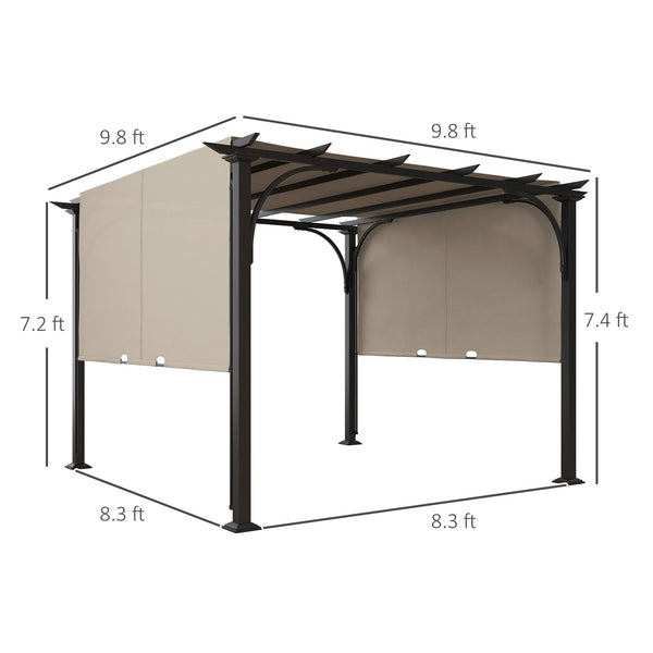 Outsunny 10' x 10' Patio Pergola with Weather-Resistant Steel Frame, Backyard Sun Shade Canopy Cover Shelter for Porch Party, Garden, Grill Gazebo, Beige