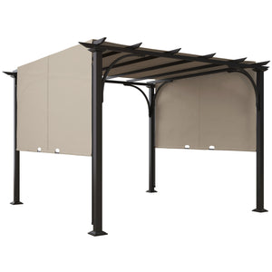 Outsunny 10' x 10' Patio Pergola with Weather-Resistant Steel Frame, Backyard Sun Shade Canopy Cover Shelter for Porch Party, Garden, Grill Gazebo, Beige