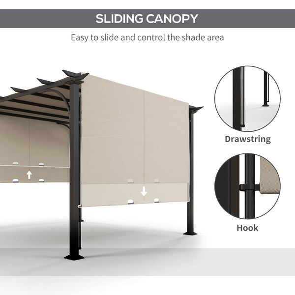 Outsunny 10' x 10' Patio Pergola with Weather-Resistant Steel Frame, Backyard Sun Shade Canopy Cover Shelter for Porch Party, Garden, Grill Gazebo, Beige