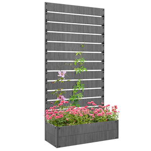 Raised Garden Bed with Trellis for Climbing Plants, 35.6" x 15" x 70.9" Planter Box with Self Draining Gap, Freestanding Trellis Planter for Outdoor, Patio, Dark Grey