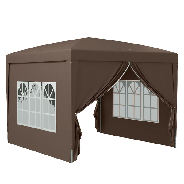 10'x10' Outdoor Pop Up Party Tent Gazebo Canopy with Carrying Bag (Coffee)