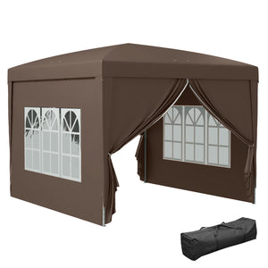 10'x10' Outdoor Pop Up Party Tent Gazebo Canopy with Carrying Bag (Coffee)