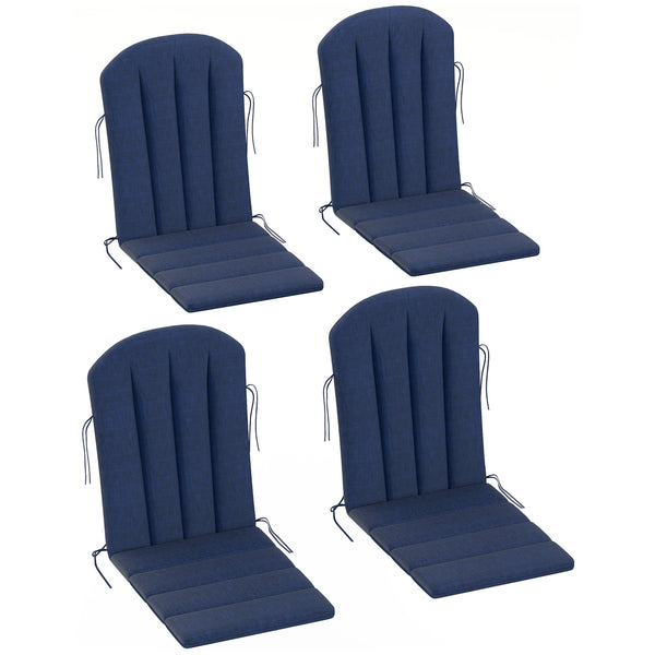 Adirondack Chair Cushion Set of 4, Outdoor Chair Cushions with Ties, 25D High-Density Foam, High Back Patio Chair Cushions, Fade Resistant for Patio Furniture, 49" x 20" x 2", Navy Blue