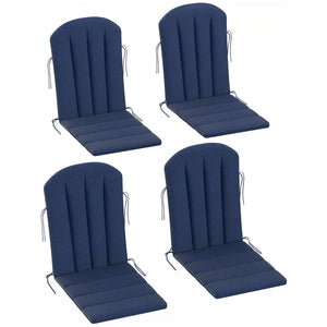 Adirondack Chair Cushion Set of 4, Outdoor Chair Cushions, High Back Patio Chair Cushions with Ties, Non-Slip Replacement Seat Cushion for Patio Furniture, Navy Blue