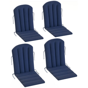 Adirondack Chair Cushion Set of 4, Outdoor Chair Cushions, High Back Patio Chair Cushions with Ties, Non-Slip Replacement Seat Cushion for Patio Furniture, Navy Blue