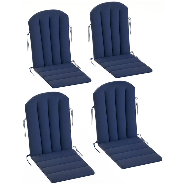 Adirondack Chair Cushion Set of 4, Outdoor Chair Cushions, High Back Patio Chair Cushions with Ties, Non-Slip Replacement Seat Cushion for Patio Furniture, Navy Blue