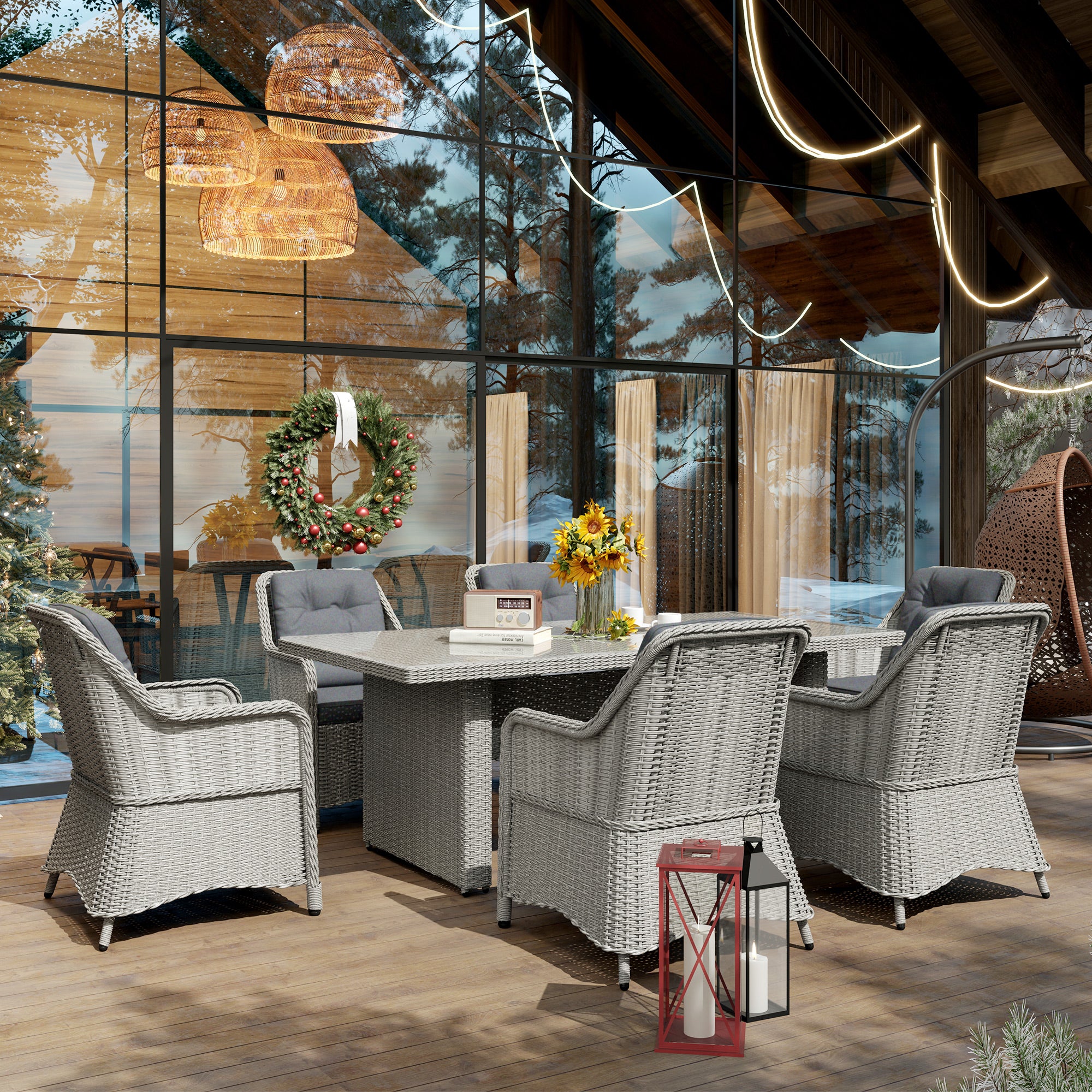 Seater Rattan Dining Set, Round PE Rattan Garden Furniture Set