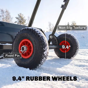 Snow Shovel with Wheels, 29" x 16.5" Heavy Duty Metal Snow Pusher with 5-Level Adjustable Handle, 5-Angle Blade and Non-Slip Grip, for Driveway, Sidewalks, Garden, Deck, Black