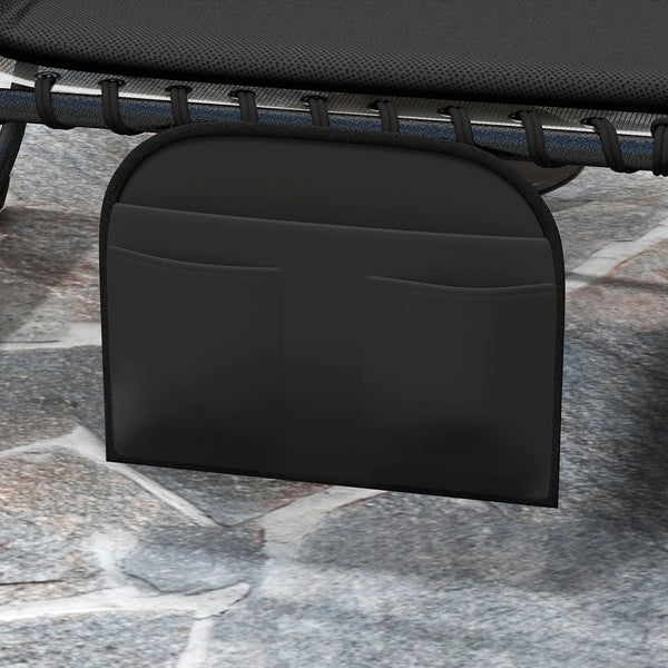 Folding Sun Loungers Set of 2, Recliner Garden Chairs with Quick Drying Pad Headrest Side Pocket, Garden Sun Loungers for Beach Pool, Black