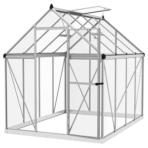 6' x 8' Polycarbonate Greenhouse with 2 Polycarbonate Types, Walk-in Green House with Hinged Door, 5-Level Roof Vents, Rain Gutter, Aluminium Frame and Foundation Kit