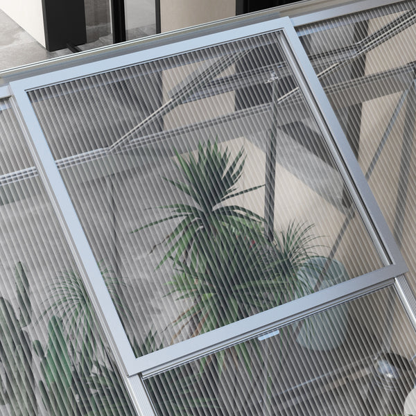 6' x 8' Polycarbonate Greenhouse with 2 Polycarbonate Types, Walk-in Green House with Hinged Door, 5-Level Roof Vents, Rain Gutter, Aluminium Frame and Foundation Kit
