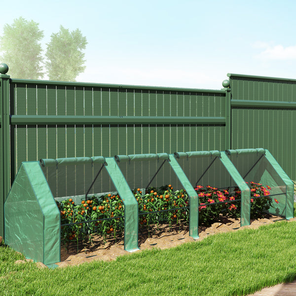 12' x 3' x 3' Mini Greenhouse with Zippered Doors & Roll-up Windows, Portable Plant Hot House with PE Cover, Water Resistant, UV Protected for Outdoor Flowers, Vegetables, Green
