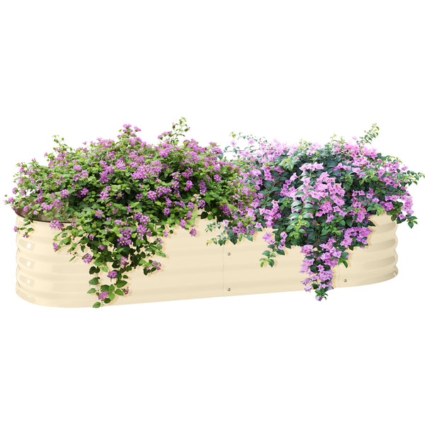 5' x 2' x 1' Galvanized Raised Garden Bed Kit, Outdoor Metal Elevated Planter Box with Safety Edging, Easy DIY Stock Tank for Growing Flowers, Herbs & Vegetables, Cream