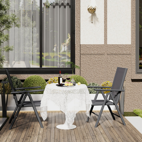 Set of 2 Folding Chair, Aluminium Frame Outdoor Camping Chairs with Breathable Mesh Back and Seat, Garden Chair Set with Armrests for Balcony, Dark Grey