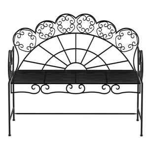 Garden Bench, 2 Seater Outdoor Patio Bench, Metal Garden Loveseat with Slatted Seat, 200 KG Capacity for Park Balcony Porch, 107 x 55.5 x 92 cm, Black