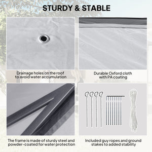 11' x 11' Pop Up Canopy, Double Roof Foldable Canopy Tent with Zipper Mesh Sidewalls, Height Adjustable and Carrying Bag, Event Tent for Patio Garden Backyard, Light Grey