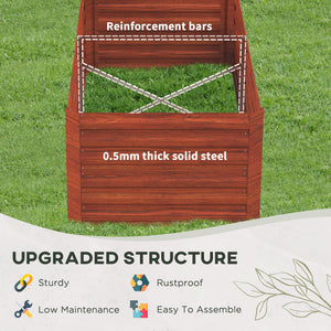 Outsunny Galvanized Raised Garden Bed Kit with Reinforcing Bars, Large and Tall Metal Planter Box for Vegetables, Flowers and Herbs, 6' x 3' x 2', Dark Brown