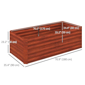 Raised Garden Bed, 6' x 3' x 2' Galvanized Steel Planters for Outdoor Plants with Multi-reinforced Rods for Vegetables, Flowers and Herbs, Rustic Brown