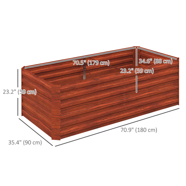 Raised Garden Bed, 6' x 3' x 2' Galvanized Steel Planters for Outdoor Plants with Multi-reinforced Rods for Vegetables, Flowers and Herbs, Rustic Brown