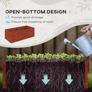 Raised Garden Bed, 6' x 3' x 2' Galvanized Steel Planters for Outdoor Plants with Multi-reinforced Rods for Vegetables, Flowers and Herbs, Rustic Brown