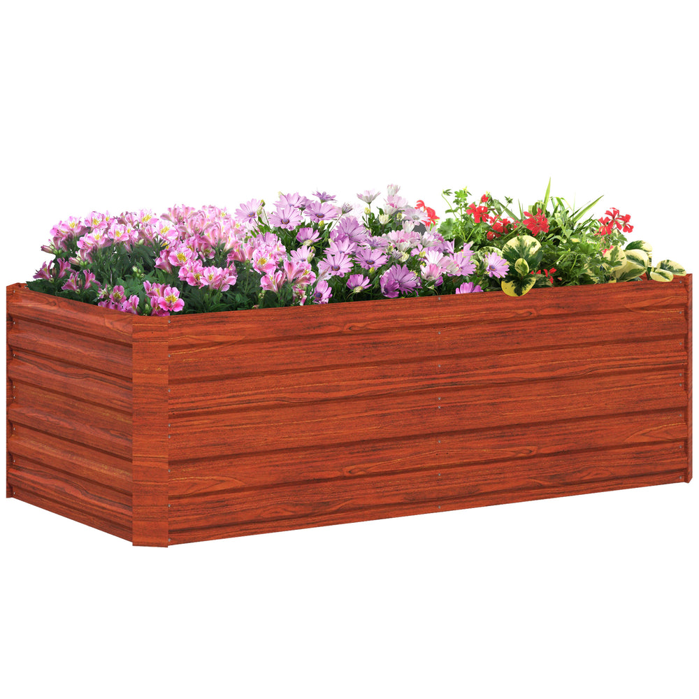 Raised Garden Bed, 6' x 3' x 2' Galvanized Steel Planters for Outdoor Plants with Multi-reinforced Rods for Vegetables, Flowers and Herbs, Rustic Brown