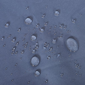 Outdoor PE Rattan Garden Furniture with Cushioned, Patio Wicker Conversation Furniture Set, Round Daybed with Retractable Canopy, Coffee Table and Three Pillows, Grey/Blue Grey