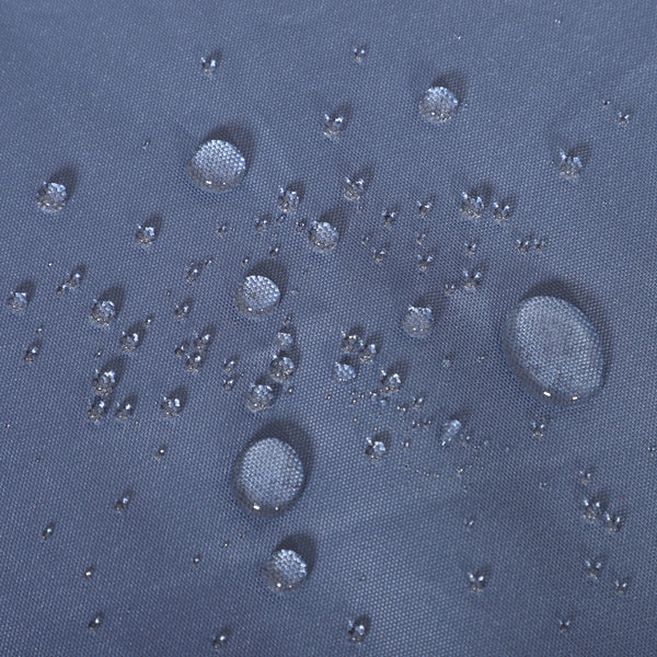 Outdoor PE Rattan Garden Furniture with Cushioned, Patio Wicker Conversation Furniture Set, Round Daybed with Retractable Canopy, Coffee Table and Three Pillows, Grey/Blue Grey