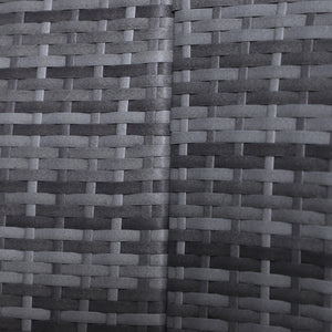 Outdoor PE Rattan Garden Furniture with Cushioned, Patio Wicker Conversation Furniture Set, Round Daybed with Retractable Canopy, Coffee Table and Three Pillows, Grey/Blue Grey