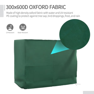 Outsunny 600D Oxford 3-Seater Patio Swing Cover Outdoor Chair Cover Garden Furniture Cover Rain Protection Waterproof Anti-UV, Dark Green