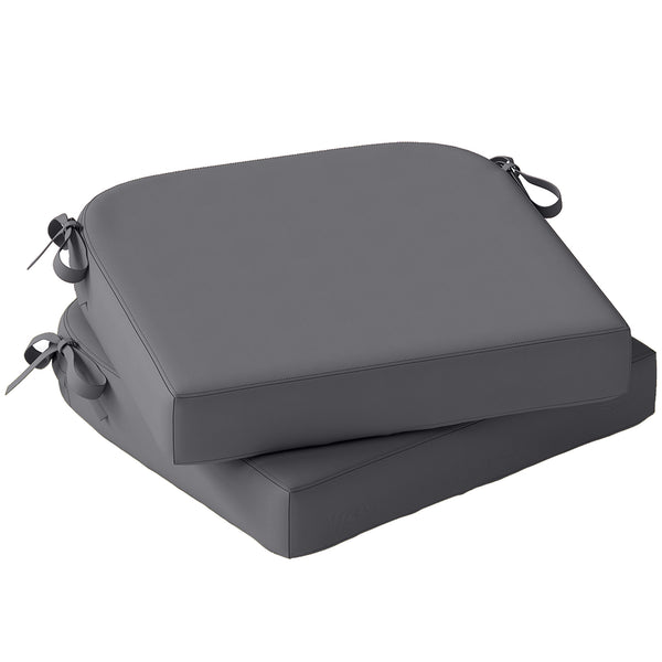 Outdoor Chair Seat Cushions Set of 2, Garden Chair Cushions with 7cm Thick Foam & Ties, Water Repellent and UV Resistant Covers for Patio Furniture 40x40cm, Dark Grey