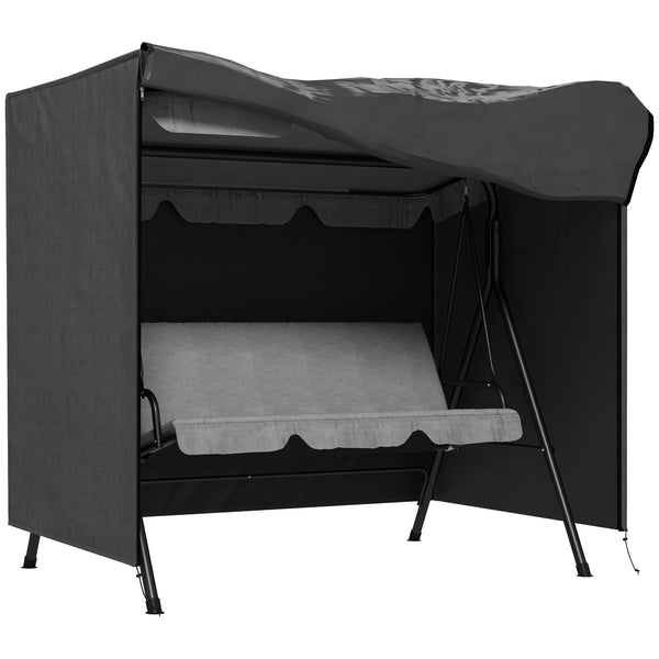 3 Seater 600D Oxford Patio Swing Chair Cover Outdoor Garden Furniture Rain Protection Protector Waterproof Anti-UV, 177 x 114 x 152cm, Dark Grey